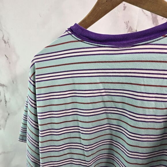 Teddy Fresh T Shirt Mens Large Blue Purple Short Sleeve Crew Striped Ringer - Picture 6 of 14